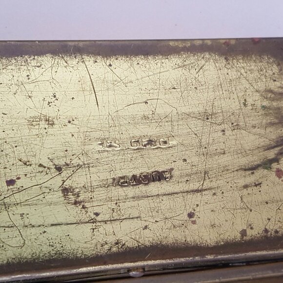 Antique Ges Gesch Austria Bronze Metal Stamp Box Trinket Pill Box 3 Slots - Picture 5 of 6